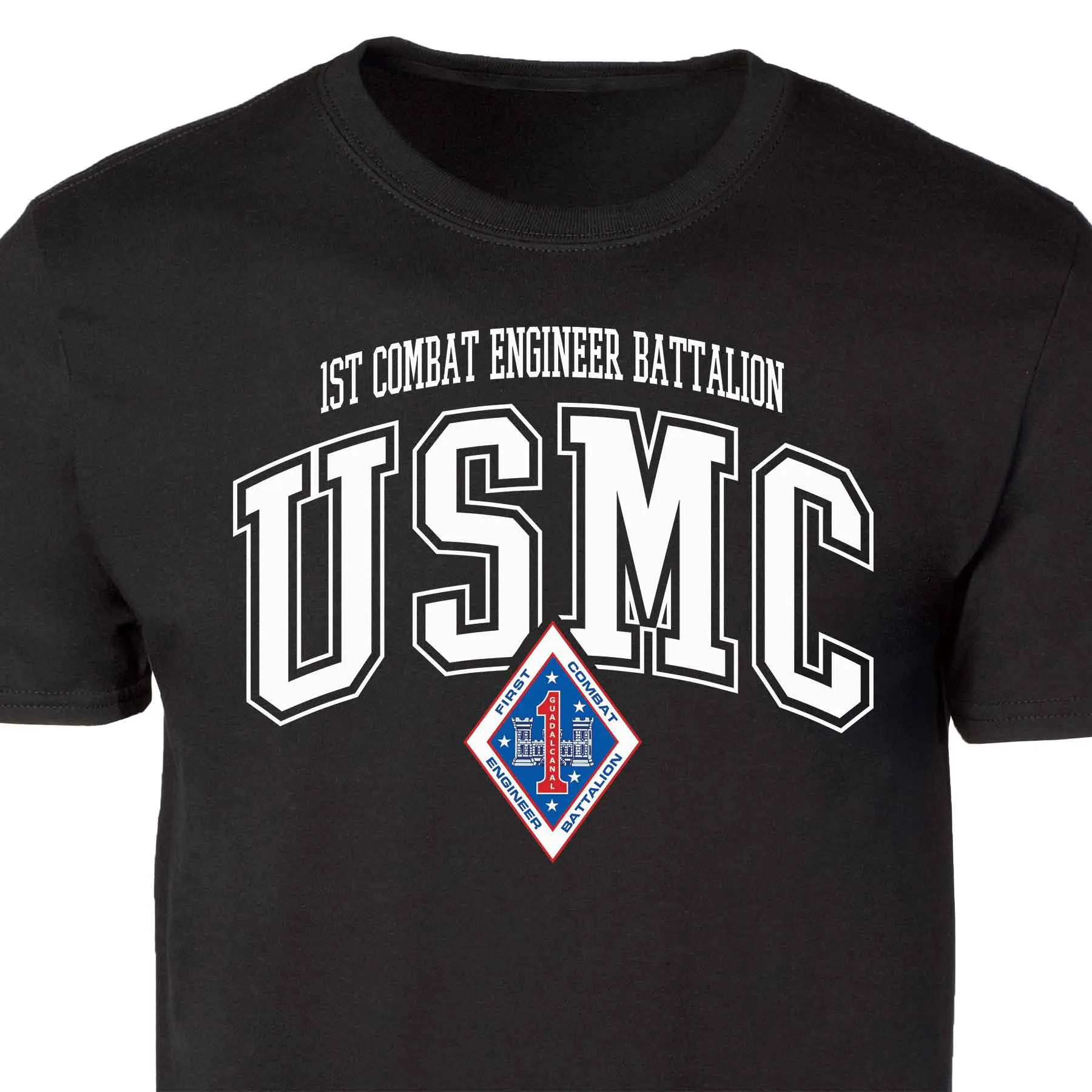 1st Combat Engineer Battalion Arched Patch Graphic T-shirt