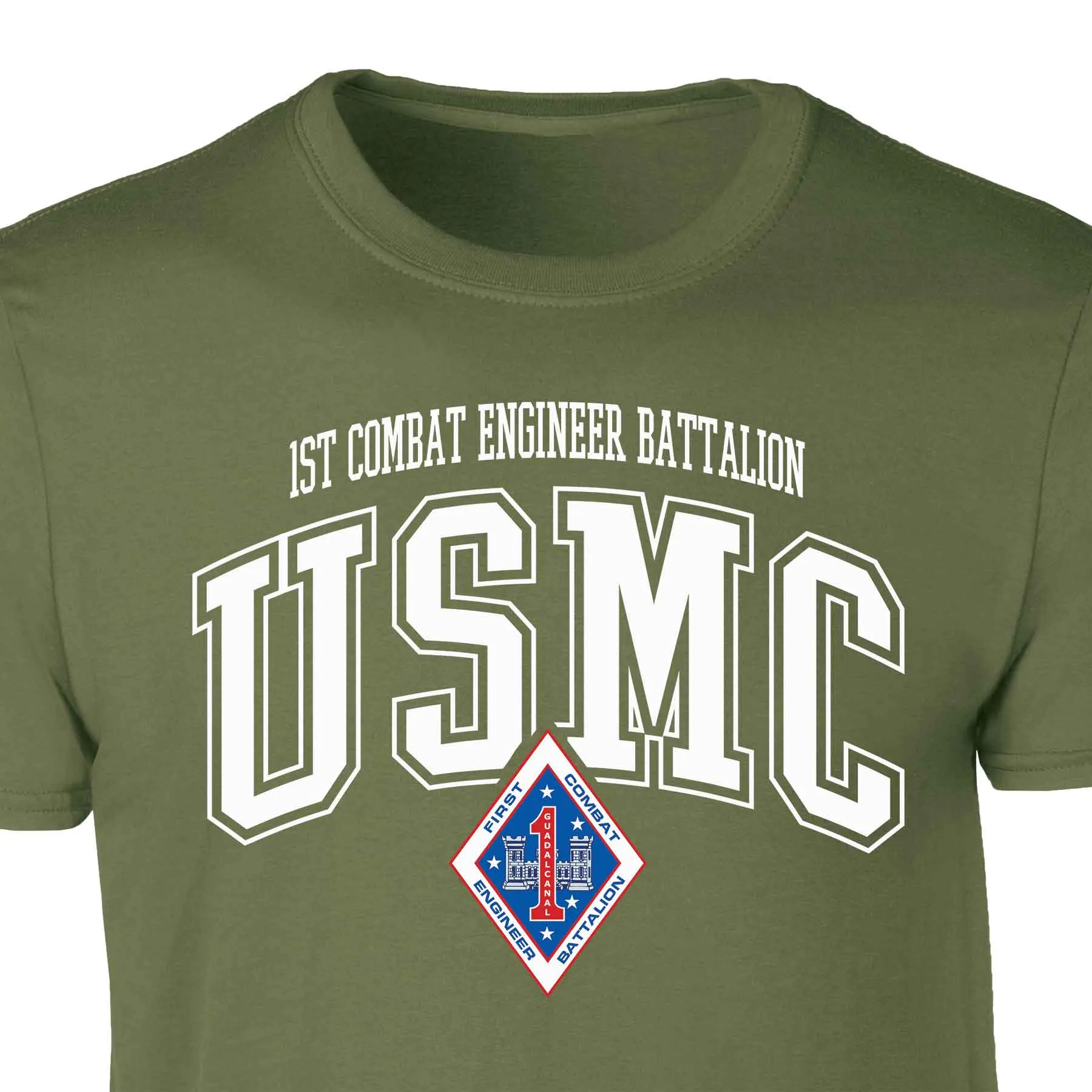 1st Combat Engineer Battalion Arched Patch Graphic T-shirt