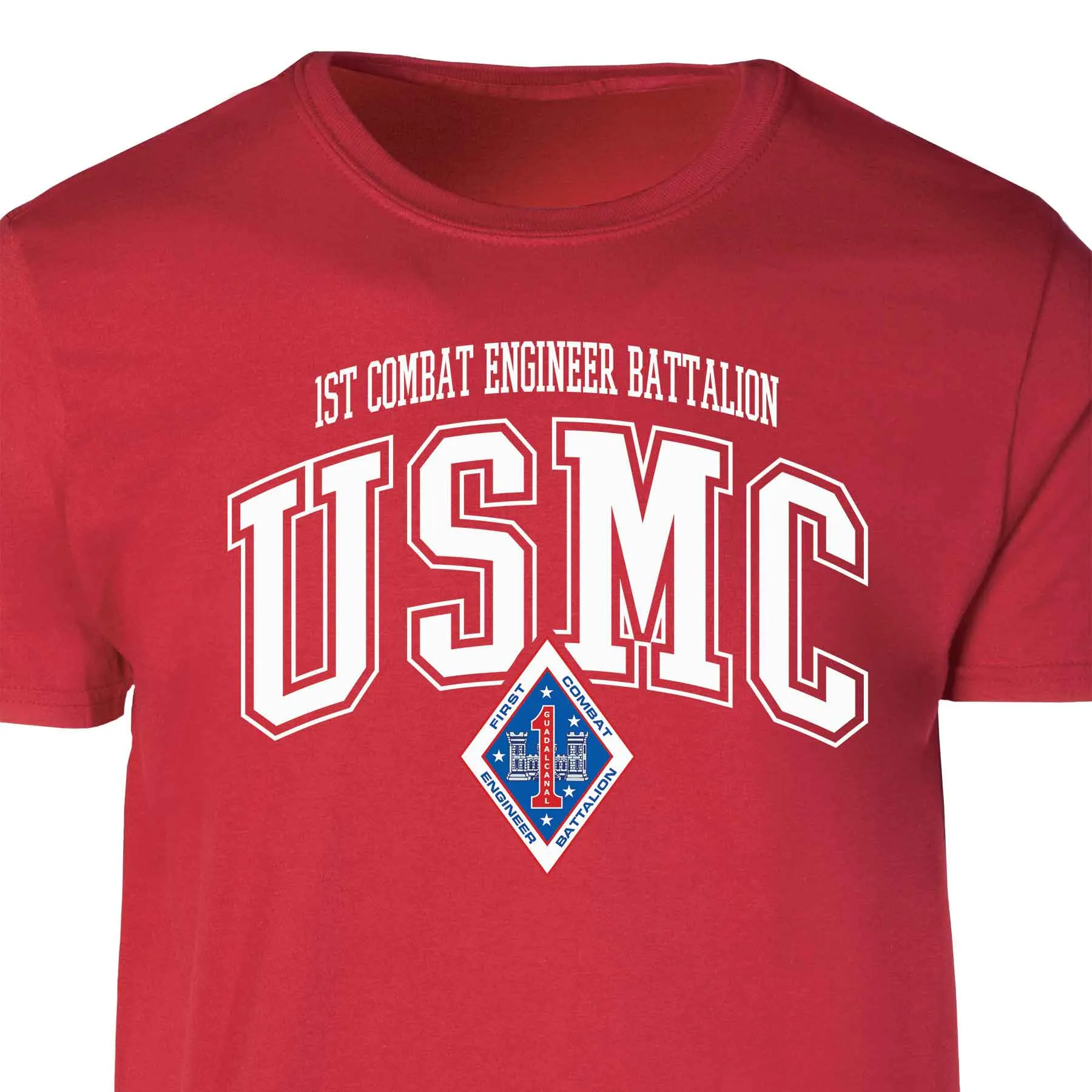 1st Combat Engineer Battalion Arched Patch Graphic T-shirt