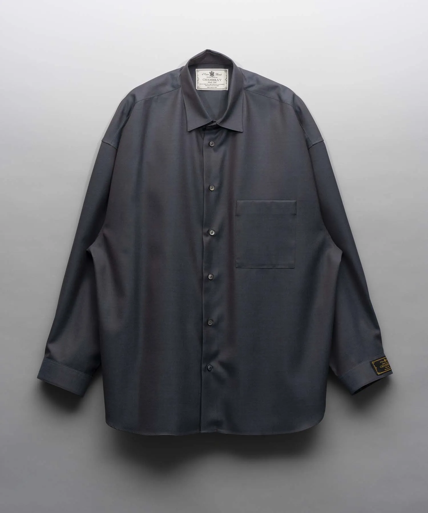 4 Colors Chambray Washable Wool Prime-Over Regular Collar Shirt