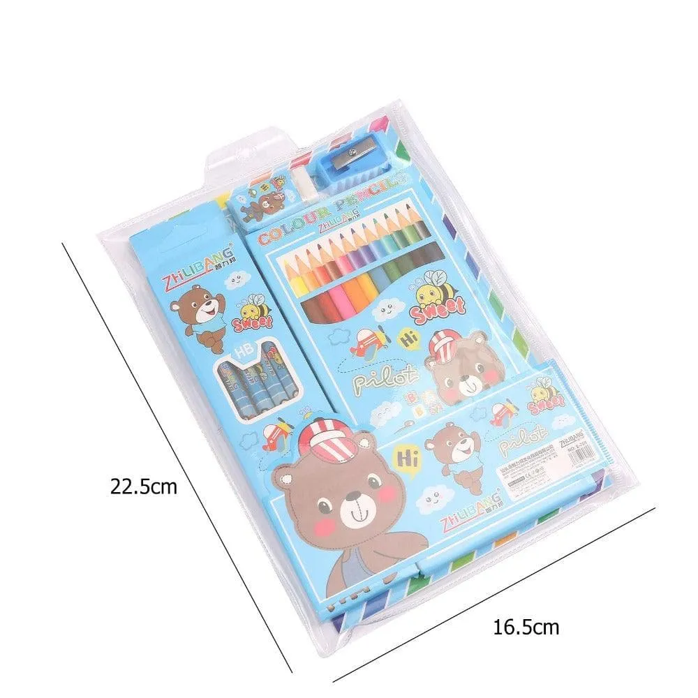 5 in 1 stationery combo set for all (single piece, blue)