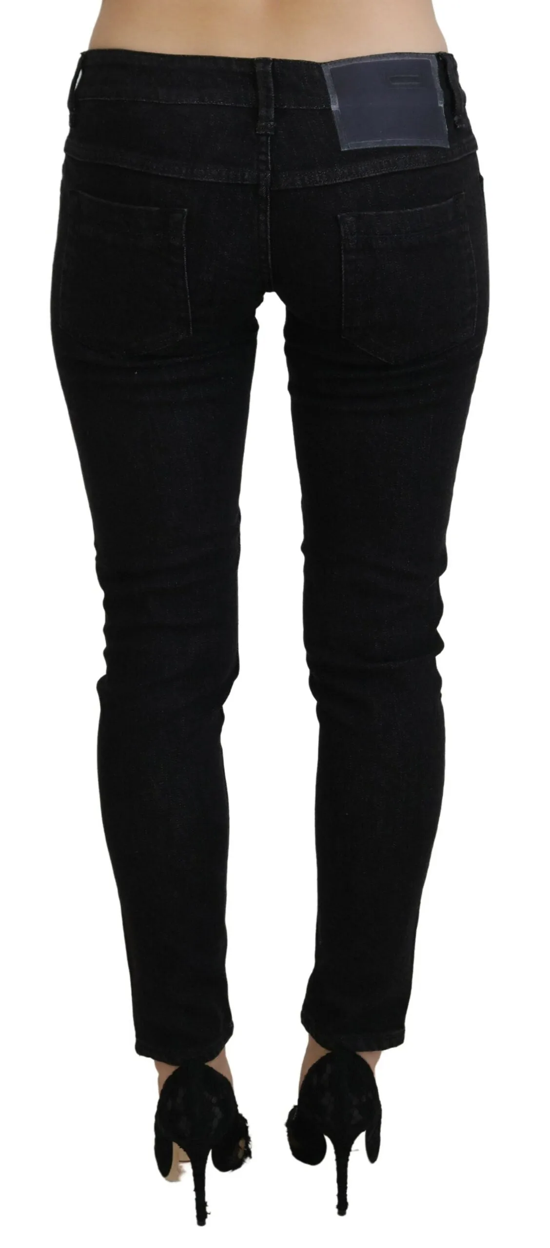 Acht Black Low Waist Slim Fit Cotton Denim Jeans