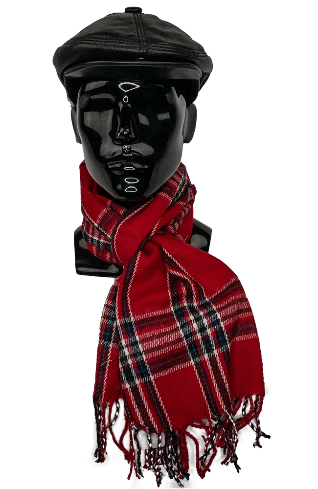 Acrylic Check Scarf-21120-Red