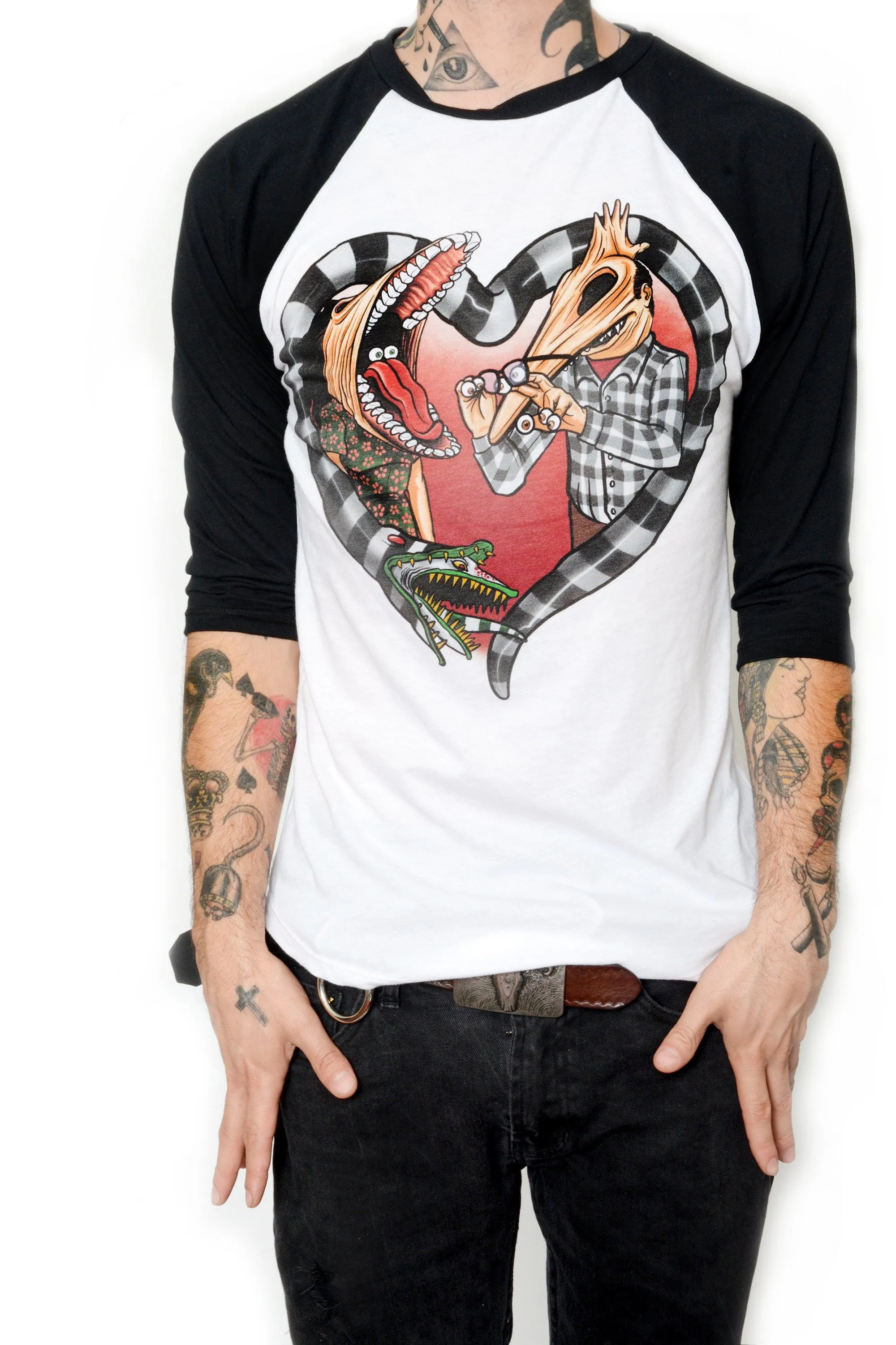 Adam and Barbara Beetlejuice Baseball Tee (Men)