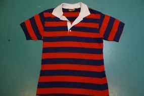 Admit One Striped 70's 80's Tennis Golf Single Stitch Polo Shirt