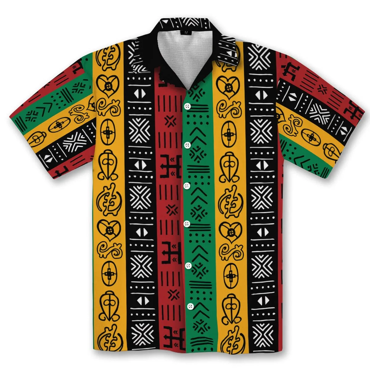 African Symbols in Pan African Colors Hawaiian Shirt and Shorts Set