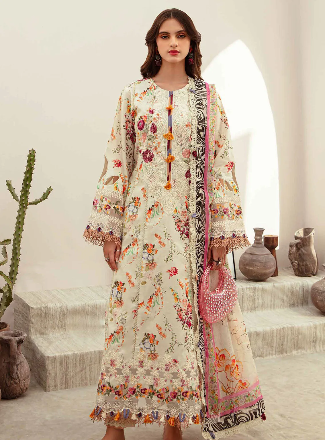 Alif Affordable By AJR Couture Embroidered Lawn 3 Piece Unstitched Suit AJR24AA AFL-04 GARDIAN