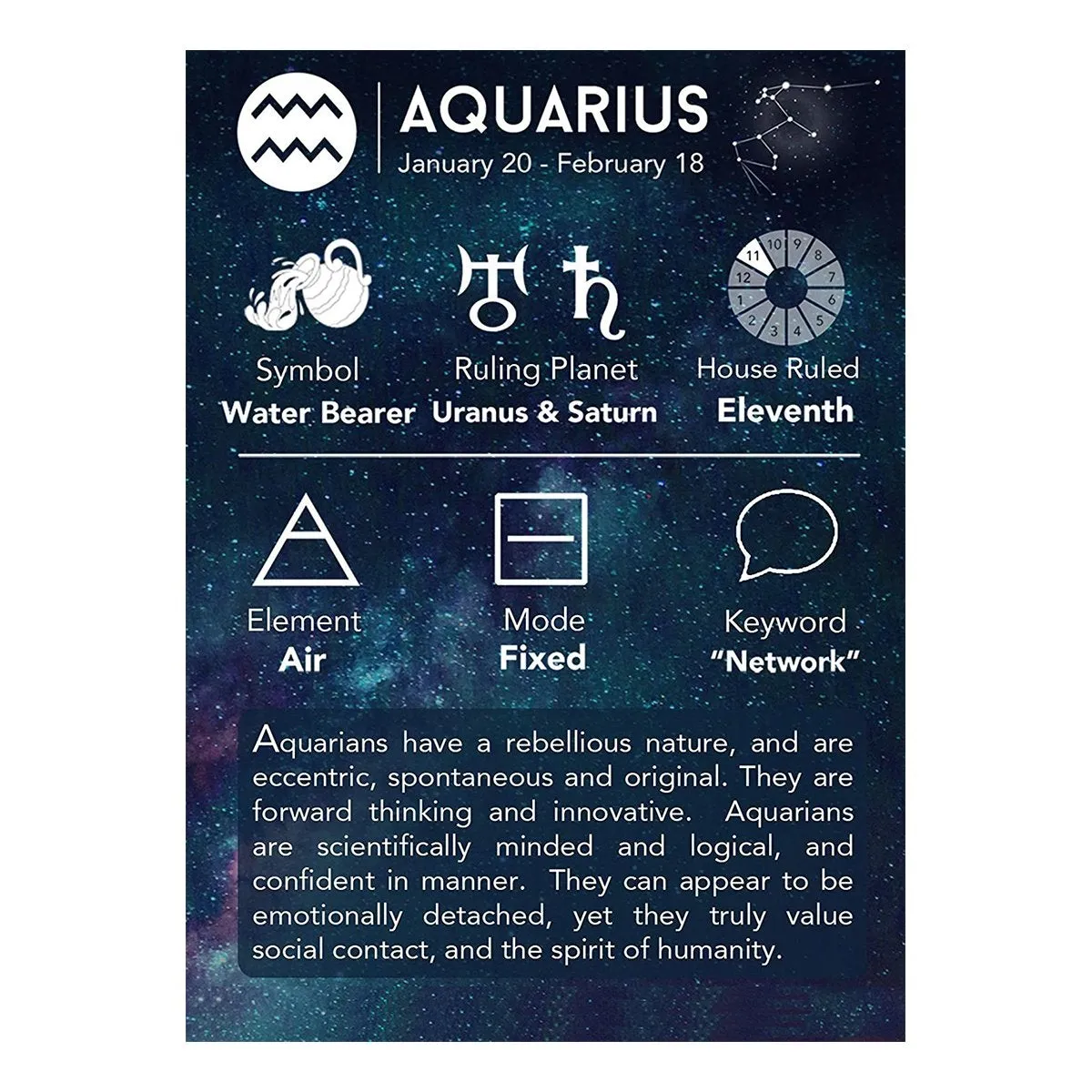 Aquarius Constellation Zodiac Leather Wrist Band Strand Bracelet