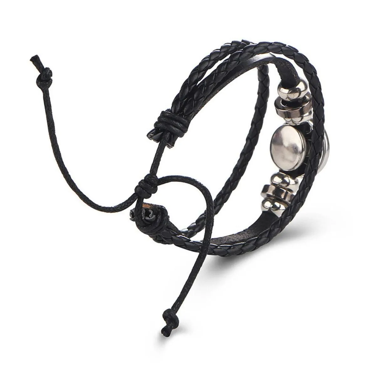 Aquarius Constellation Zodiac Leather Wrist Band Strand Bracelet