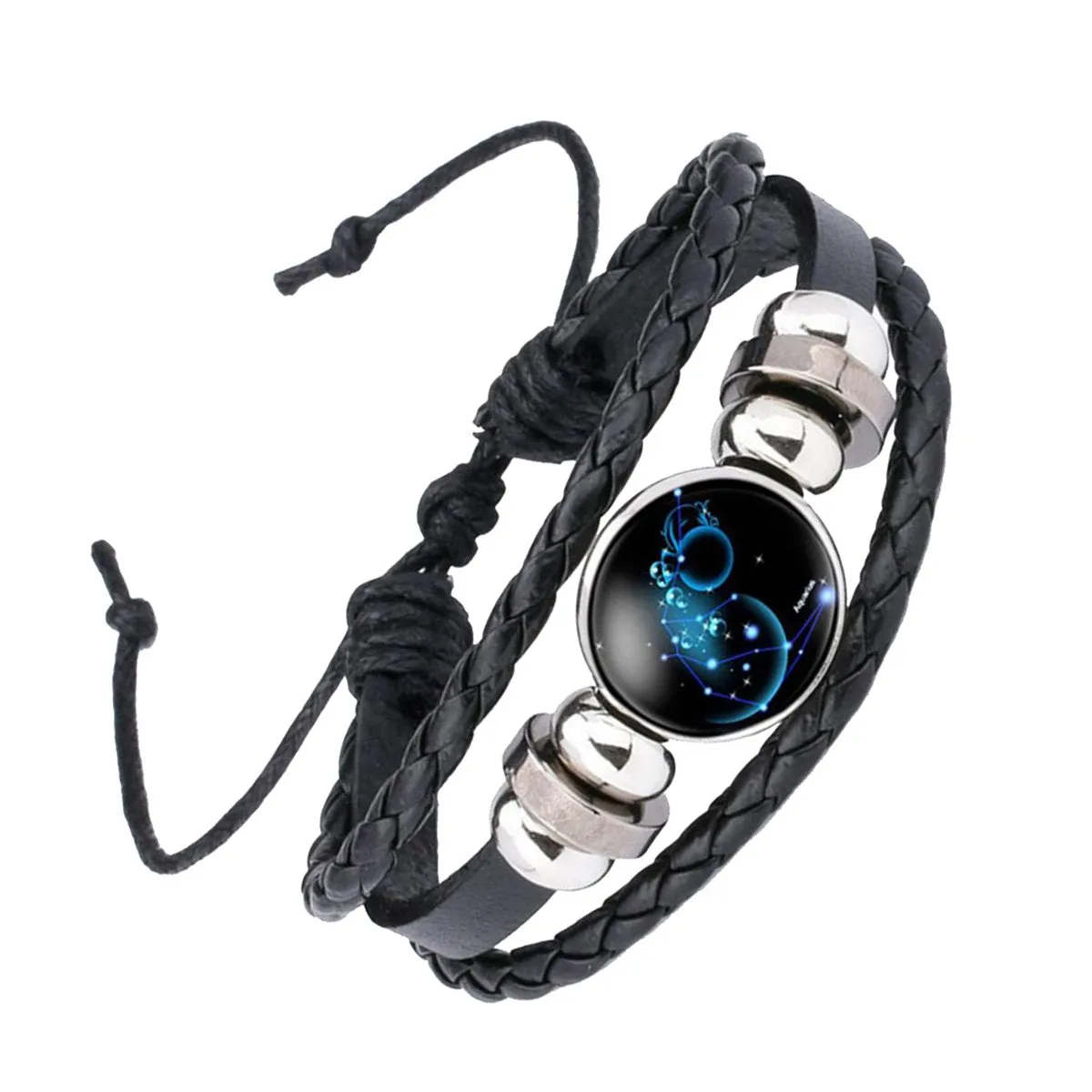 Aquarius Constellation Zodiac Star Leather Wrist Band Bracelet