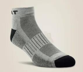 Ariat  High Performance Grey Quarter Crew Tek Work Socks 3 Pair Pack 100368267