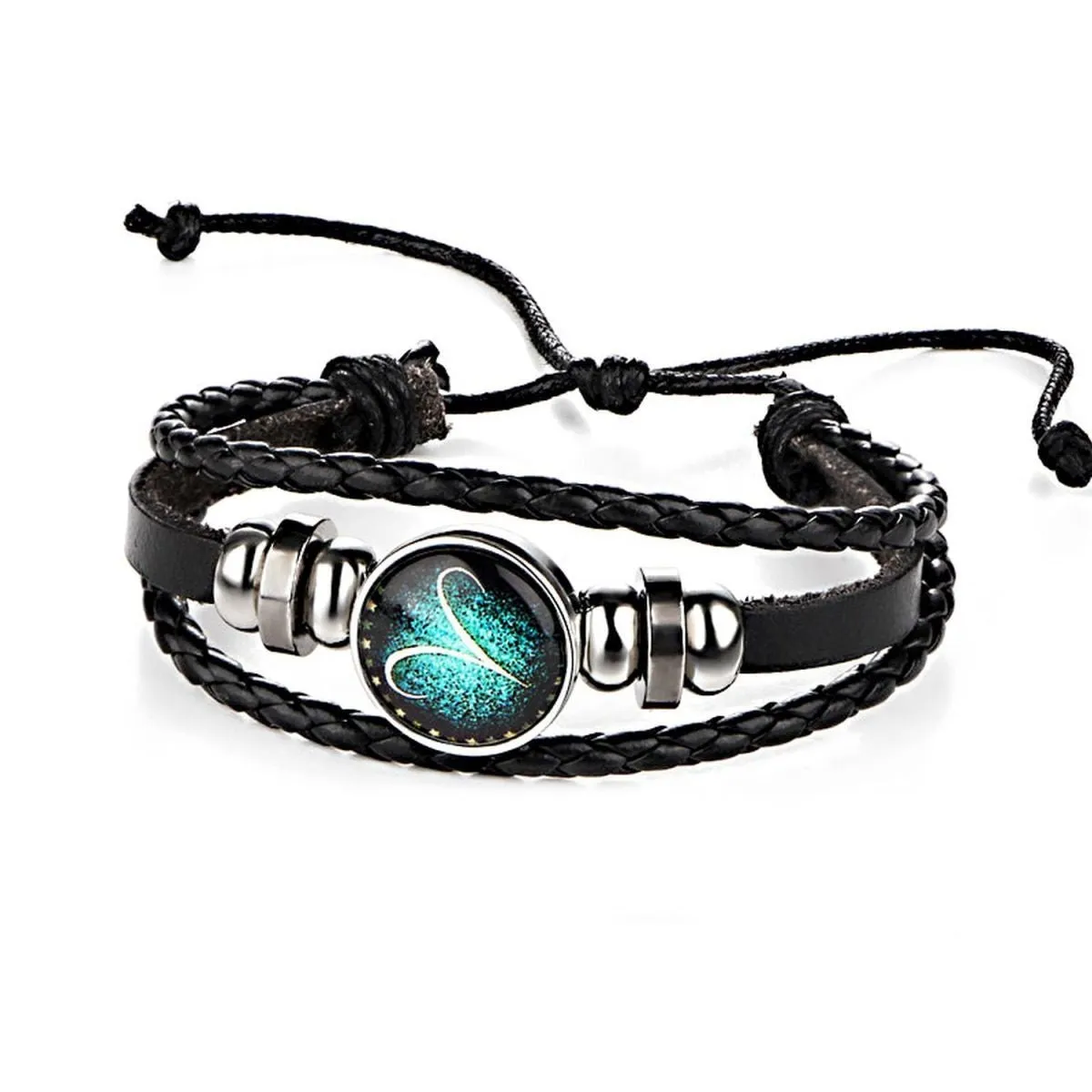 Aries Constellation Zodiac Star Sign Leather Wrist Band Bracelet