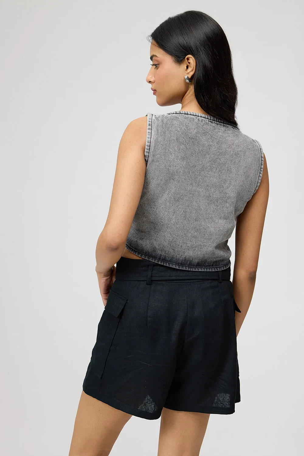 Ash Grey Denim Vest