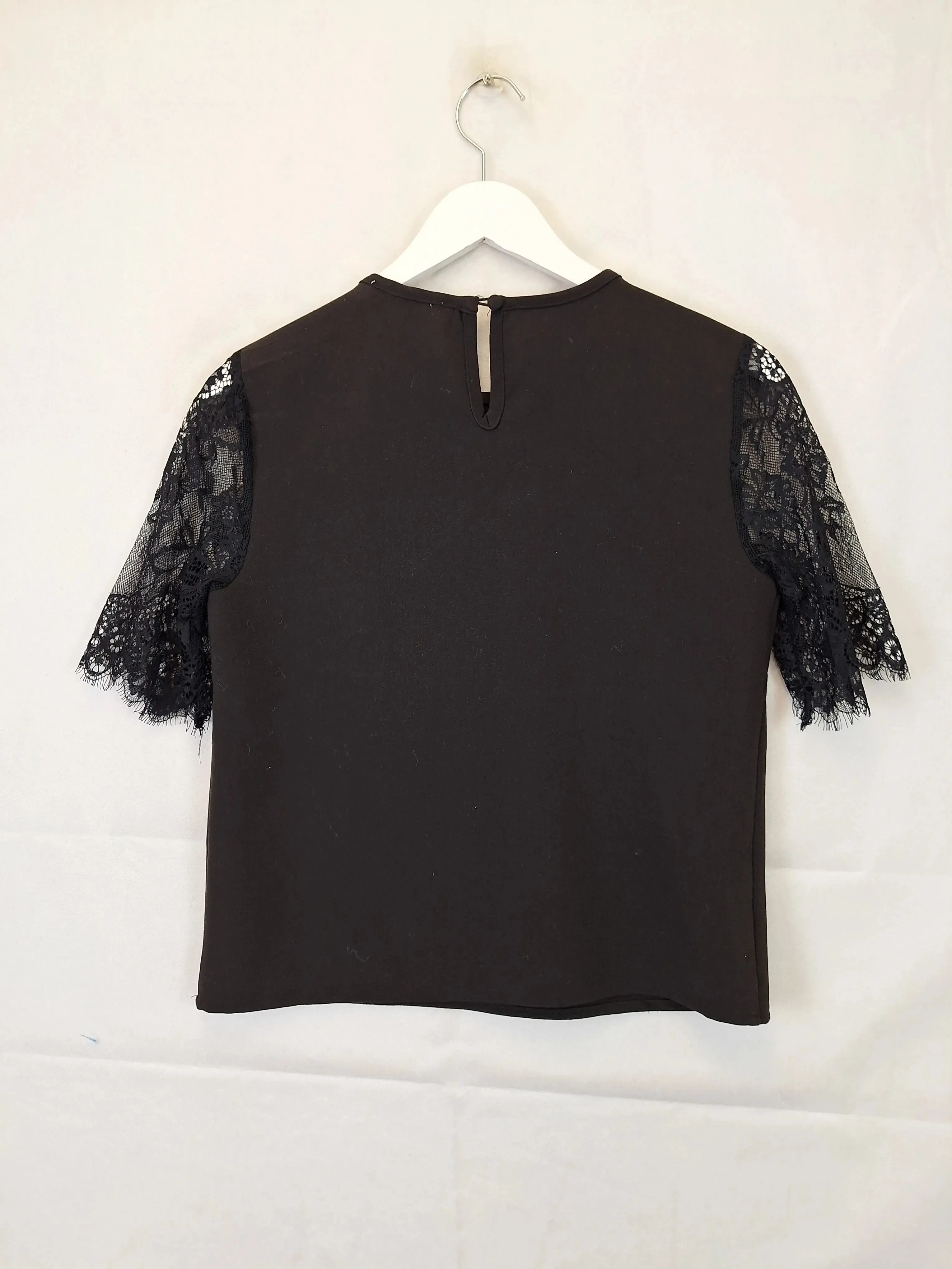 Atmos & Here Elegant Lace Sleeve Top Size 8