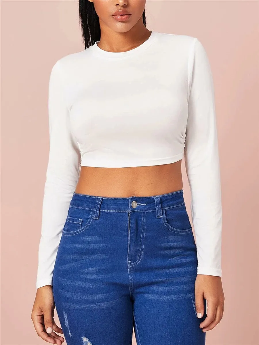 Backless Tie Back Crop Slim Top