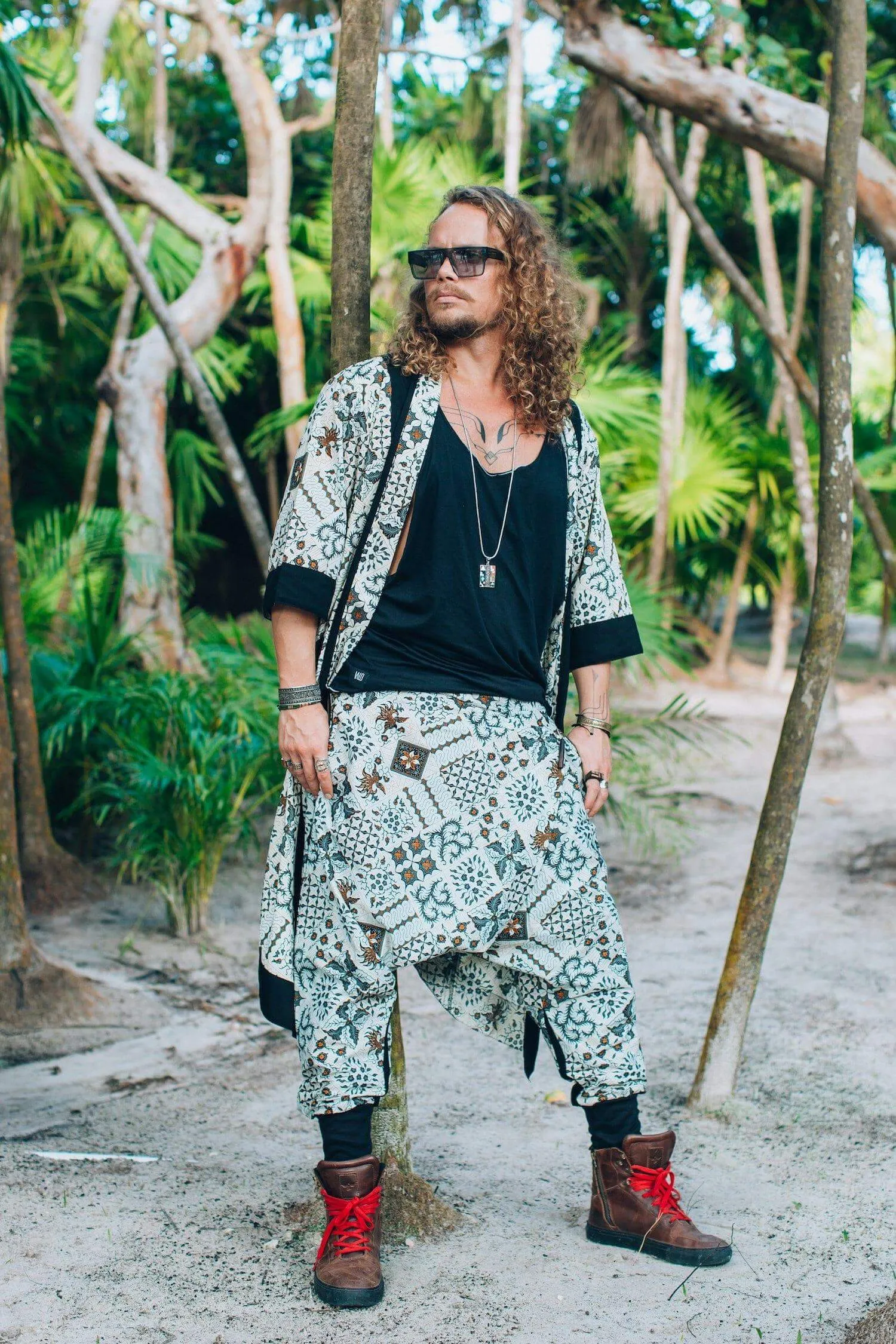 BALI SPIRIT NINJA - White Batik Harem Pants