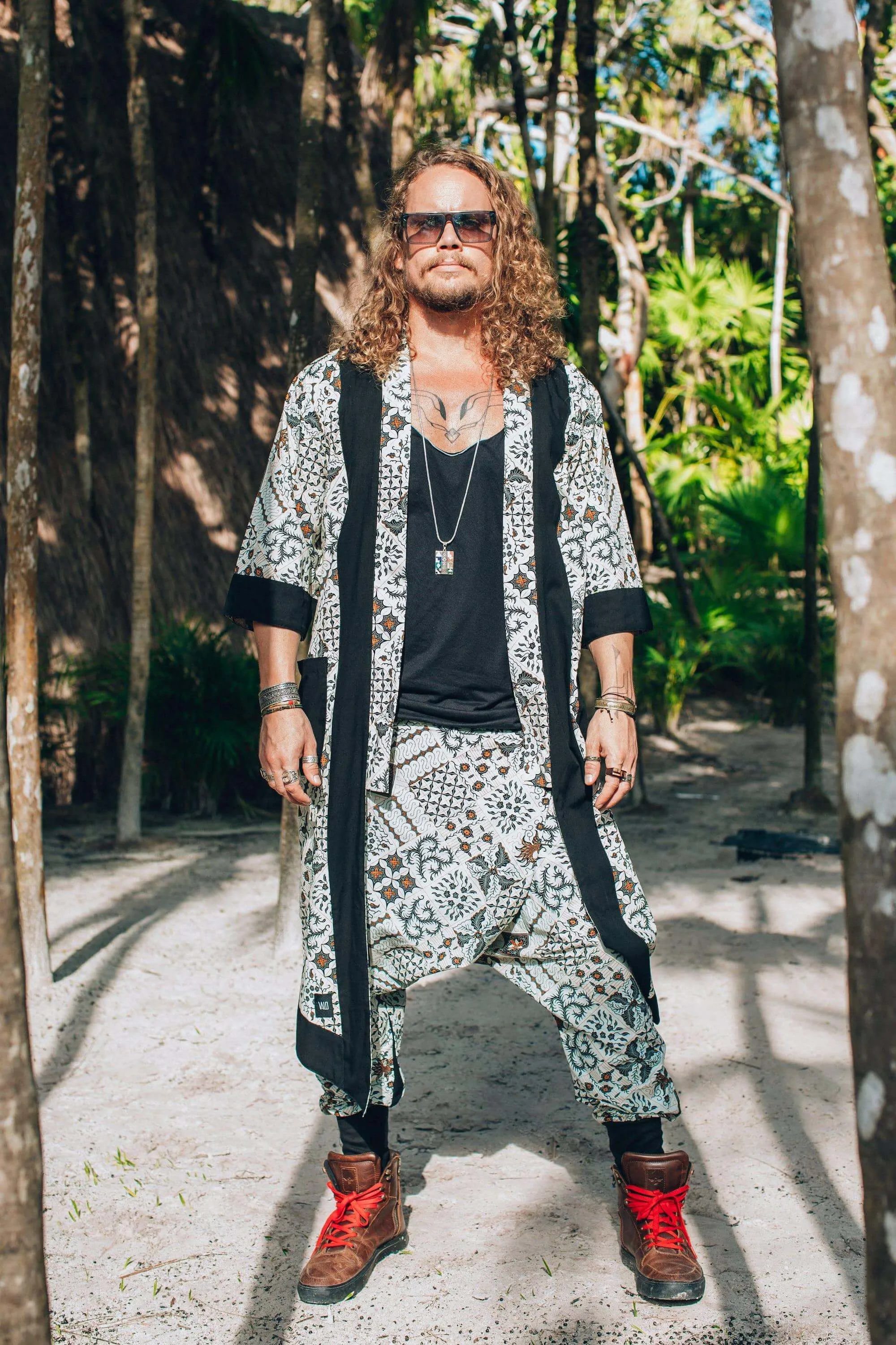 BALI SPIRIT NINJA - White Batik Harem Pants