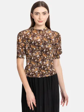 Band Neck Floralstretch Lace Top