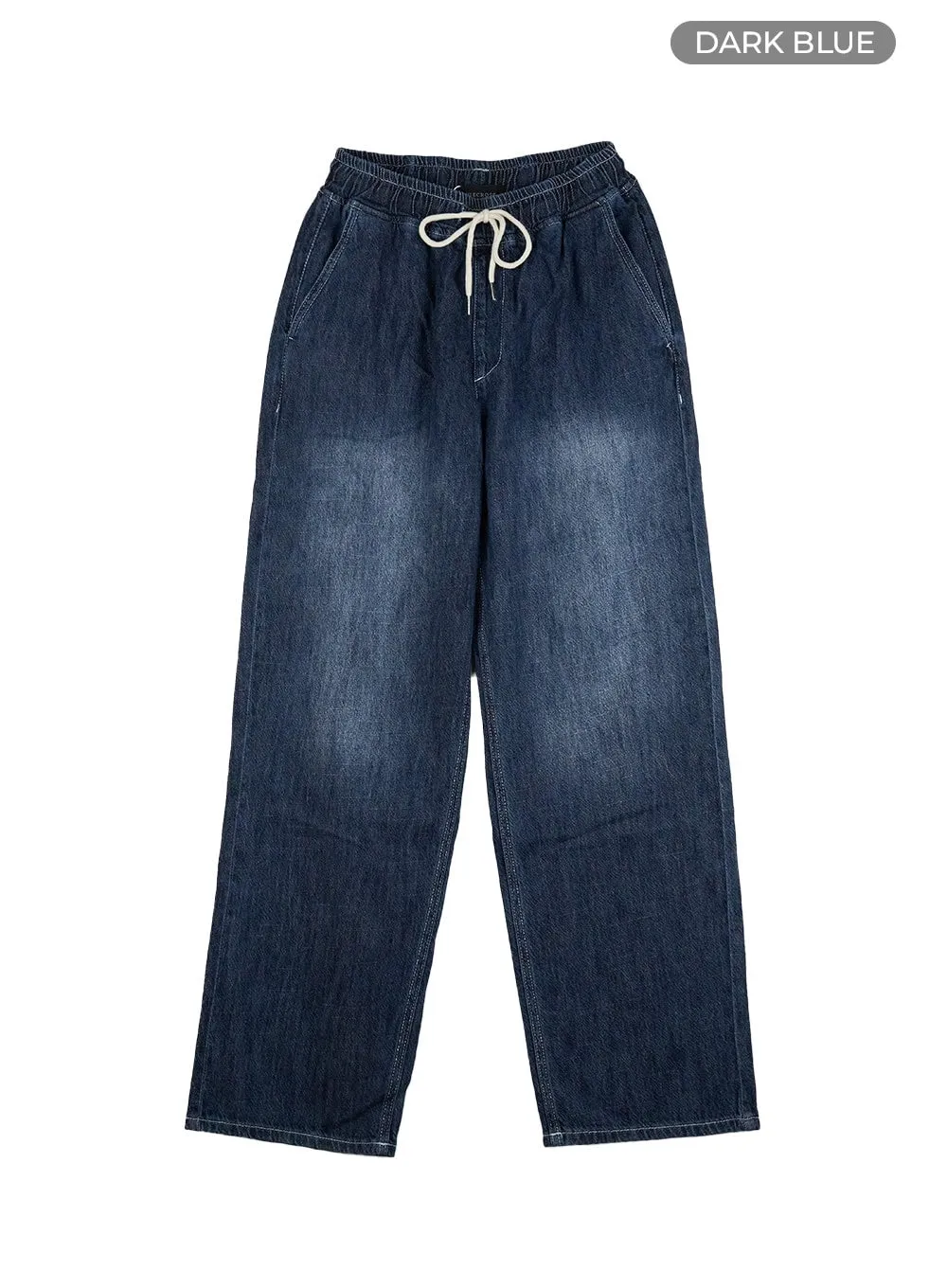 Banding Drawstring Baggy Jeans (Unisex) CU417