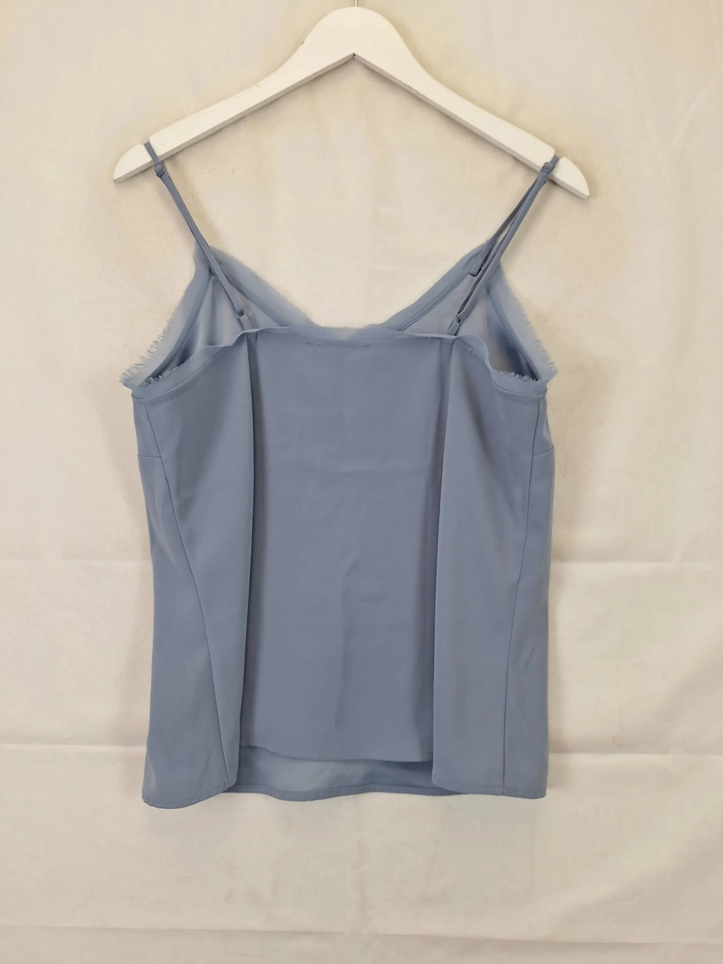 Basque Soft Blue Crepe Edged Top Size 12