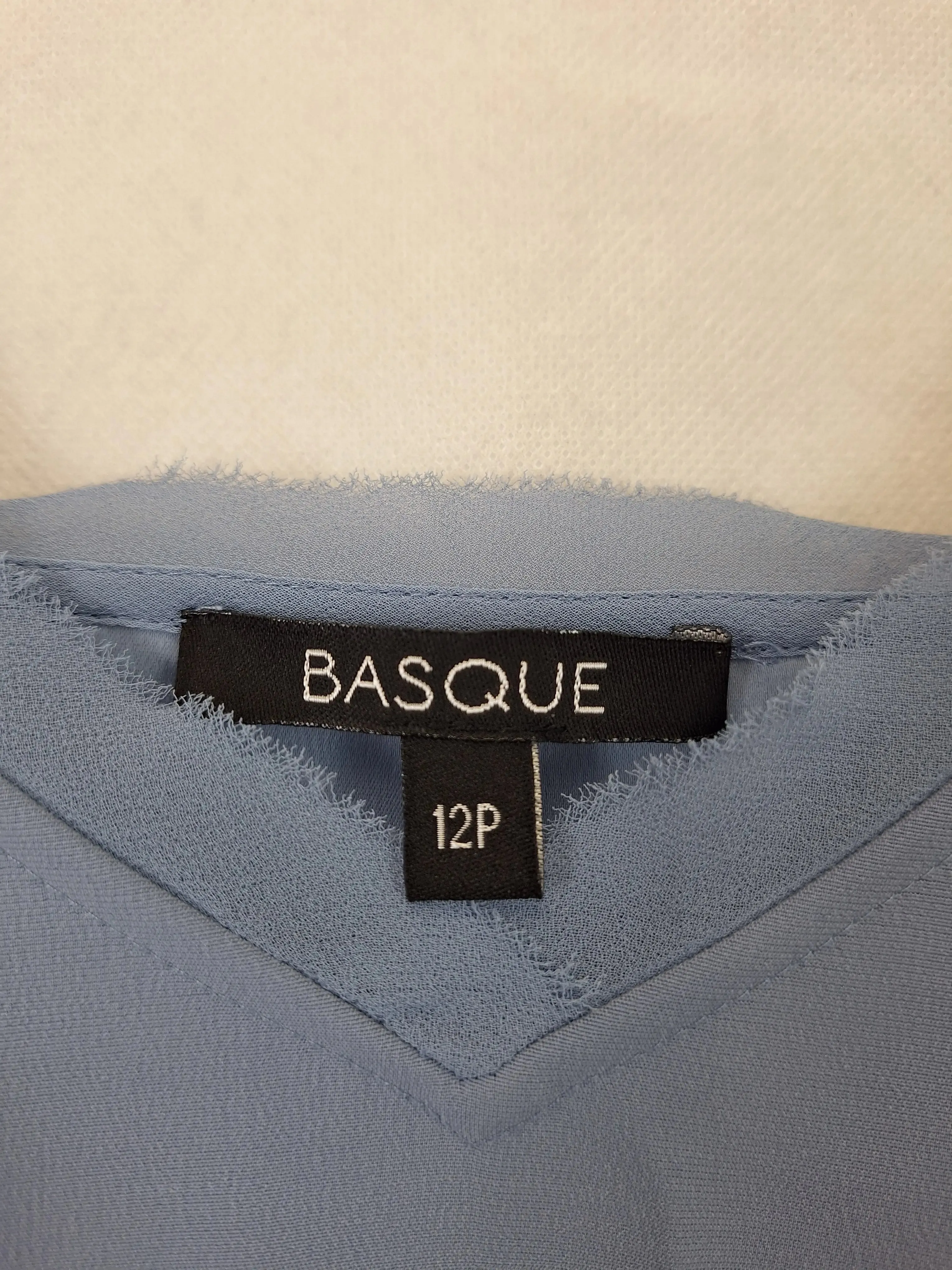 Basque Soft Blue Crepe Edged Top Size 12