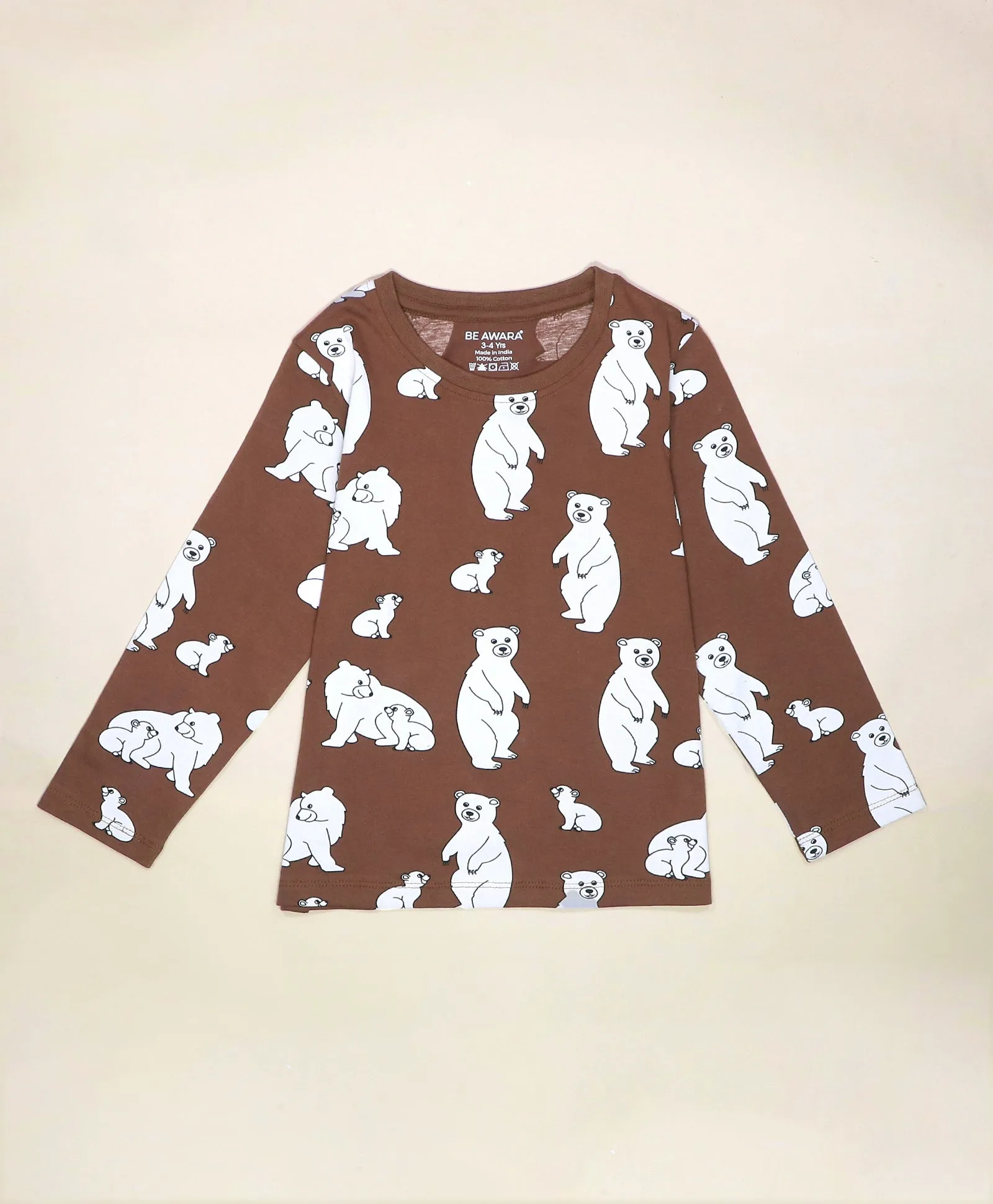 Bear Pattern Full Sleeves T-Shirt & Pajama Set