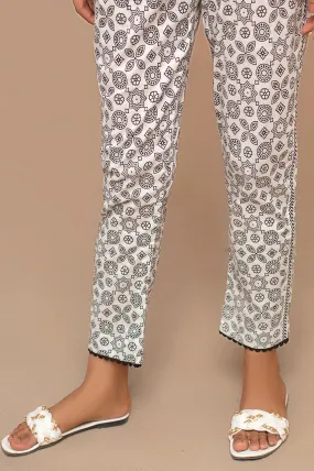 Beige Printed Trouser