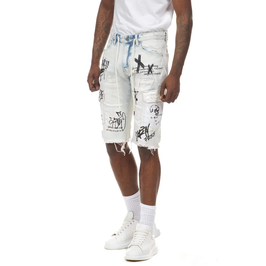 Big and Tall Doodle Cargo Utility Shorts - Rivington Blue