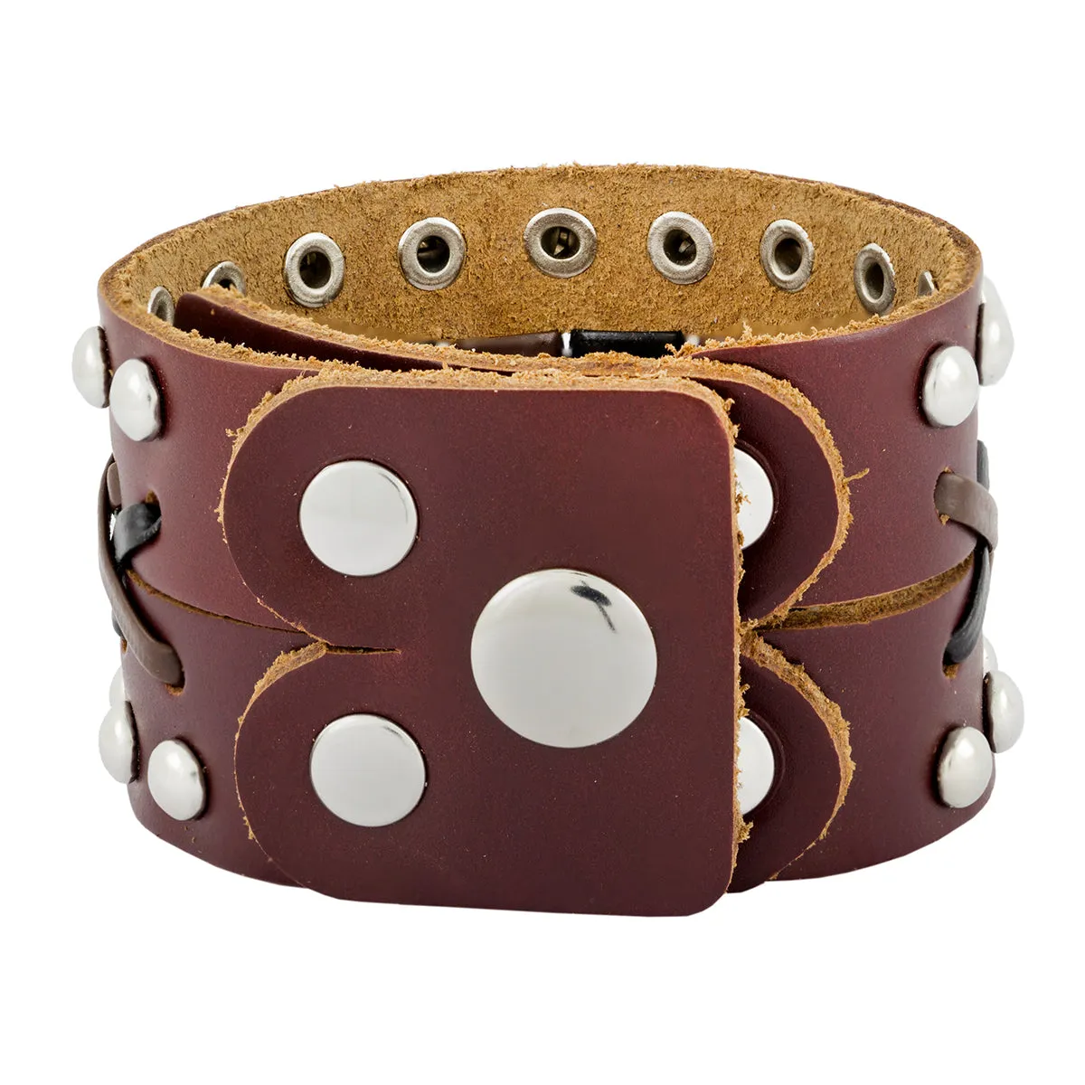 Biker Funky Braided Handcrafted Brown Leather Wrist Band Bracelet