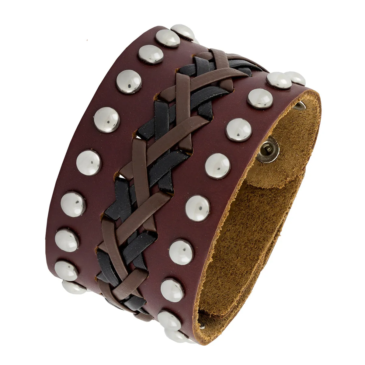 Biker Funky Braided Handcrafted Brown Leather Wrist Band Bracelet