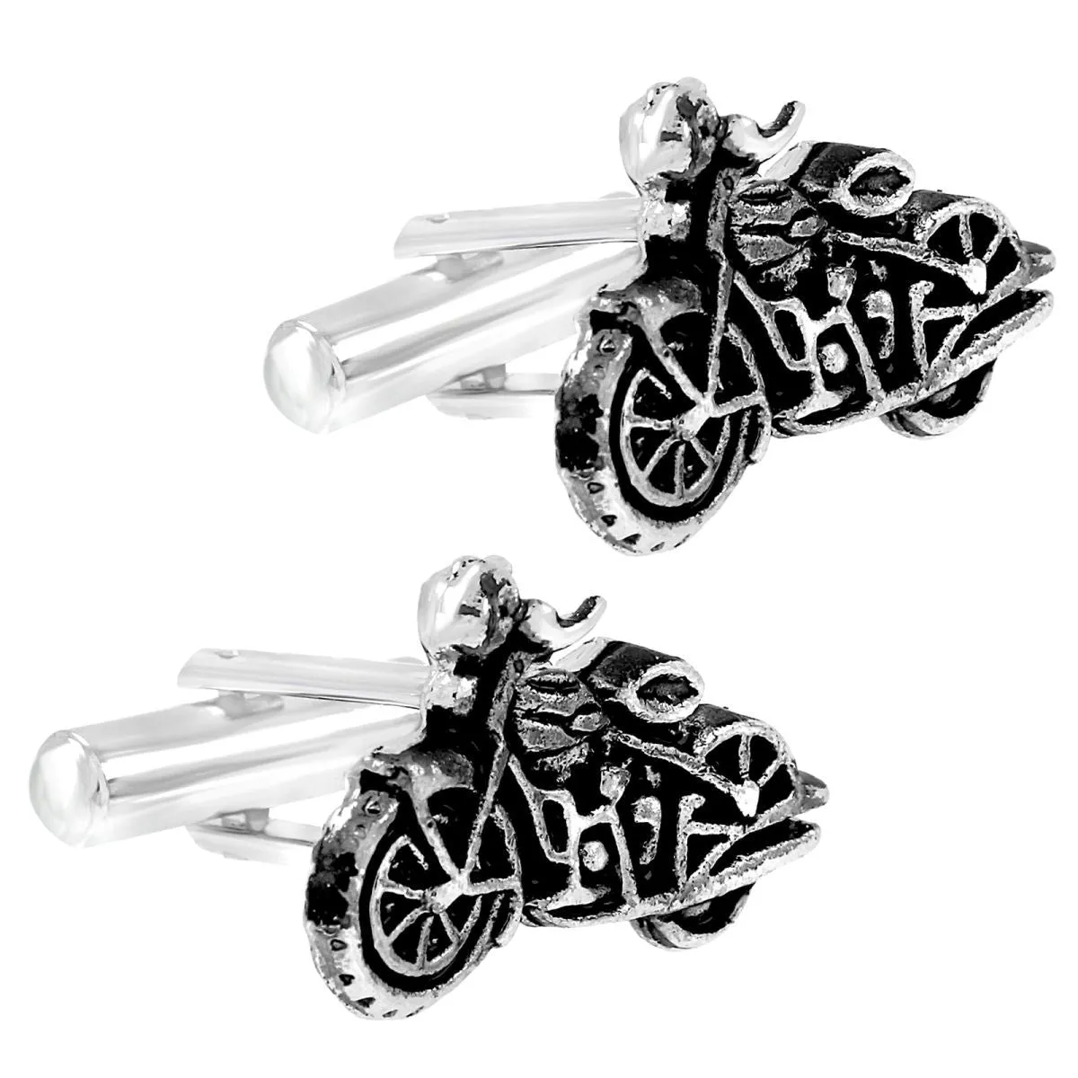 Biker Motorcycle Black Cufflinks In Box