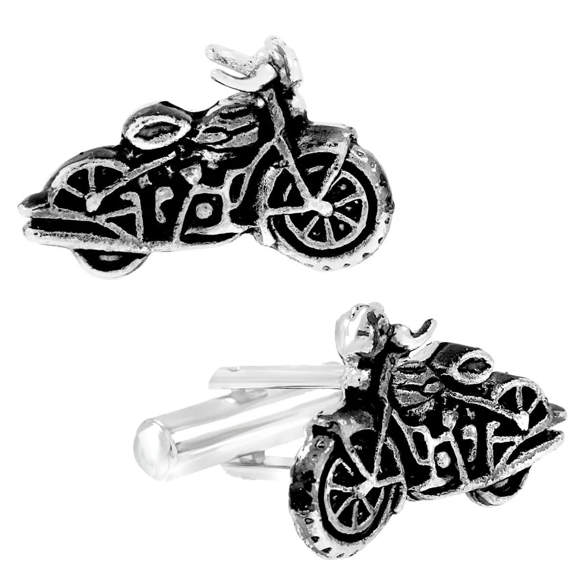 Biker Motorcycle Black Cufflinks In Box