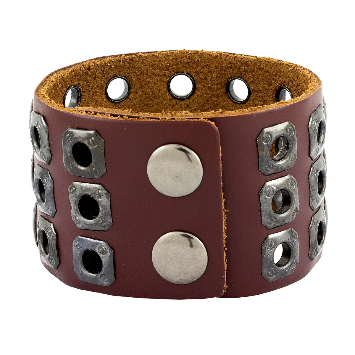 Biker Punk Funky Handcrafted Brown Leather Wrist Band Bracelet Men