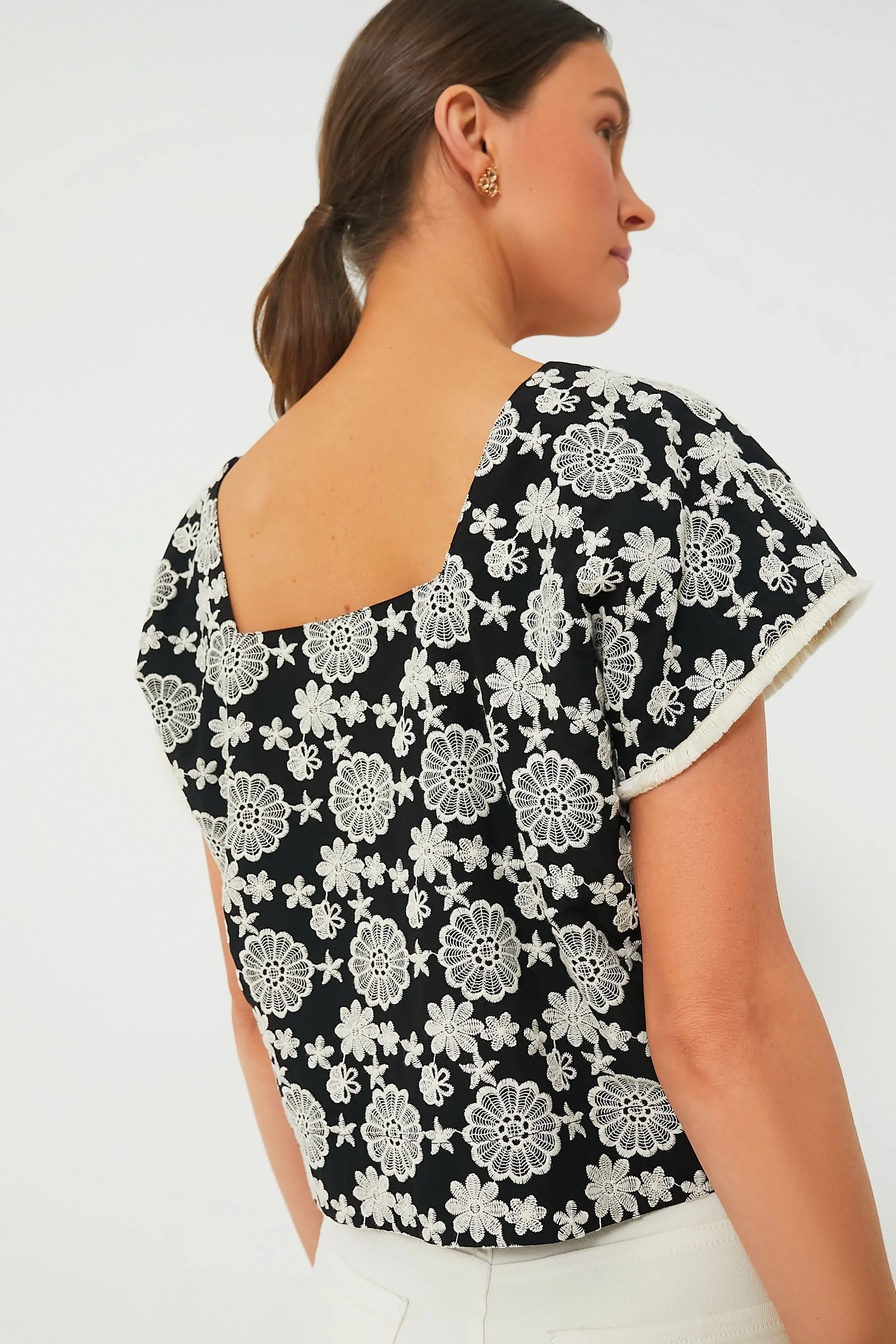 Black & Ivory Eyelet Vivienne Blouse