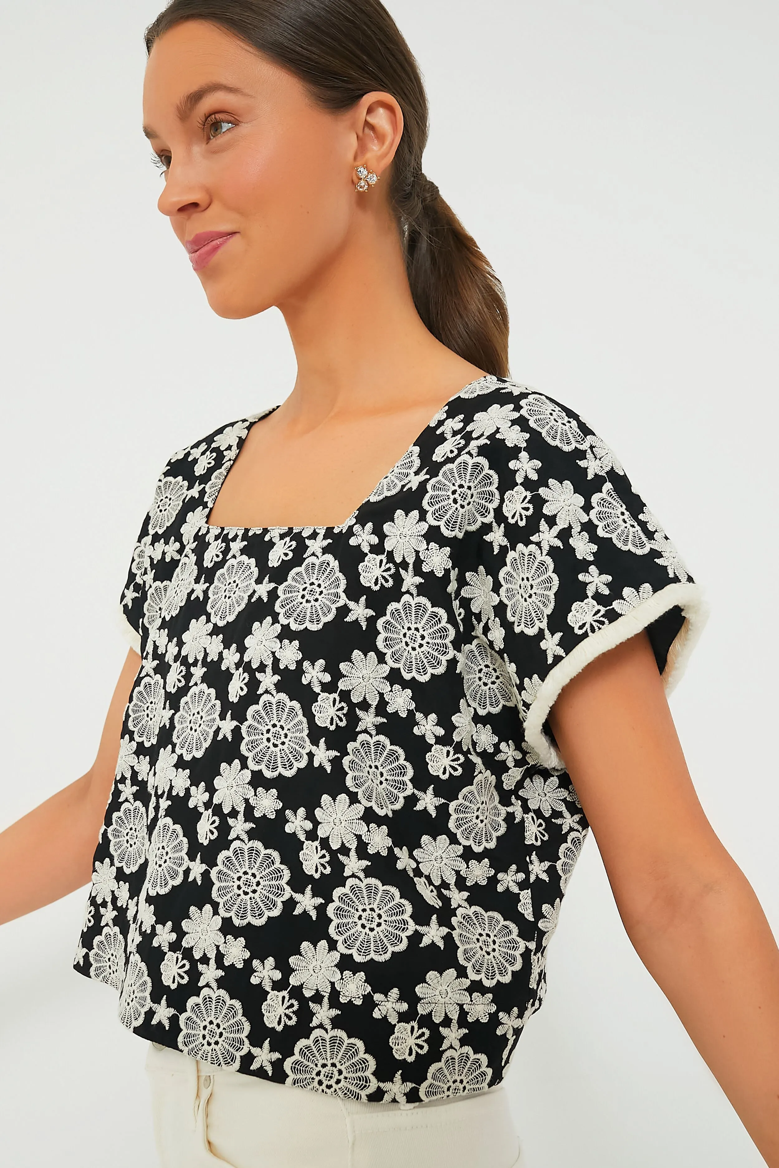 Black & Ivory Eyelet Vivienne Blouse