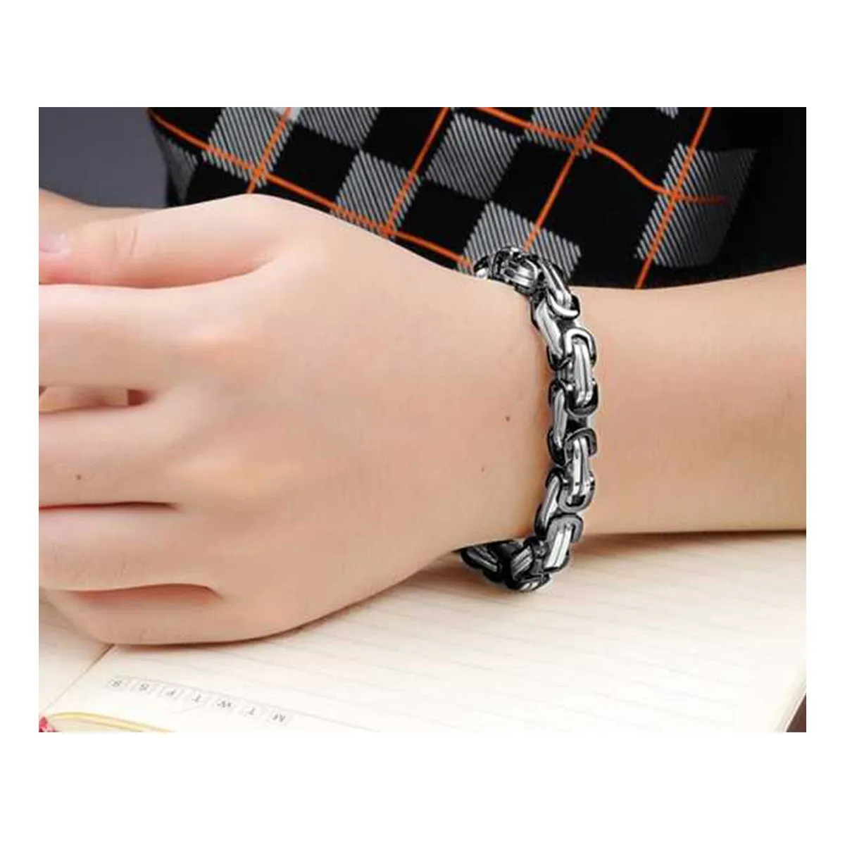 Black Coated 316L Stainless Steel Geometric Bracelet For Men