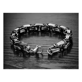 Black Coated 316L Stainless Steel Geometric Bracelet For Men