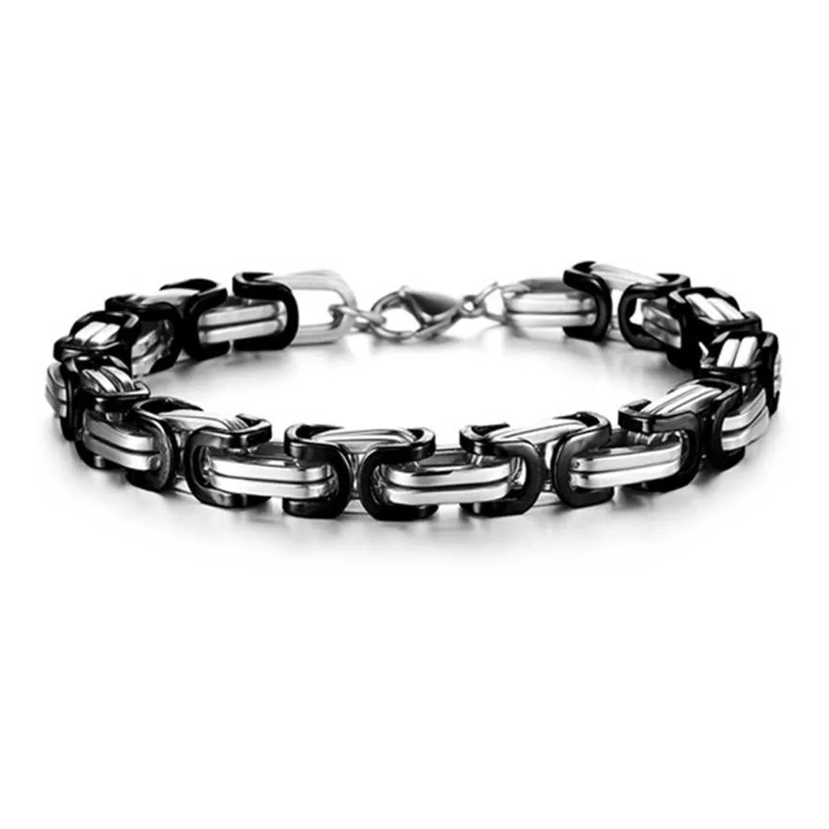 Black Coated 316L Stainless Steel Geometric Bracelet For Men