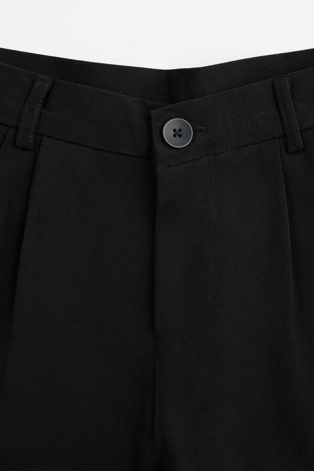 Black Double Pleated Korean Pants