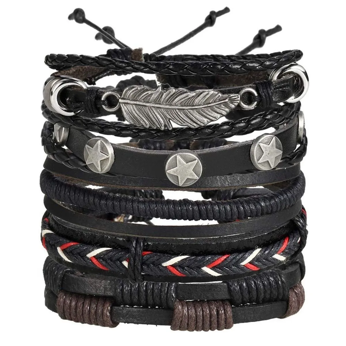 Black Leather Wraps Casual Party Wear Skin Friendly Bracelets