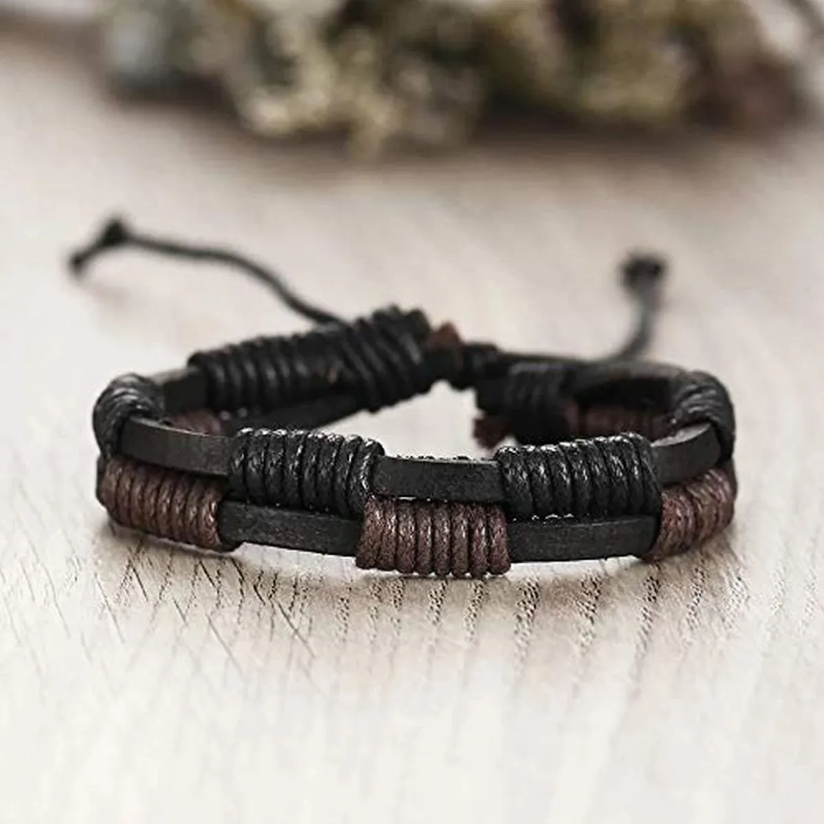 Black Leather Wraps Casual Party Wear Skin Friendly Bracelets