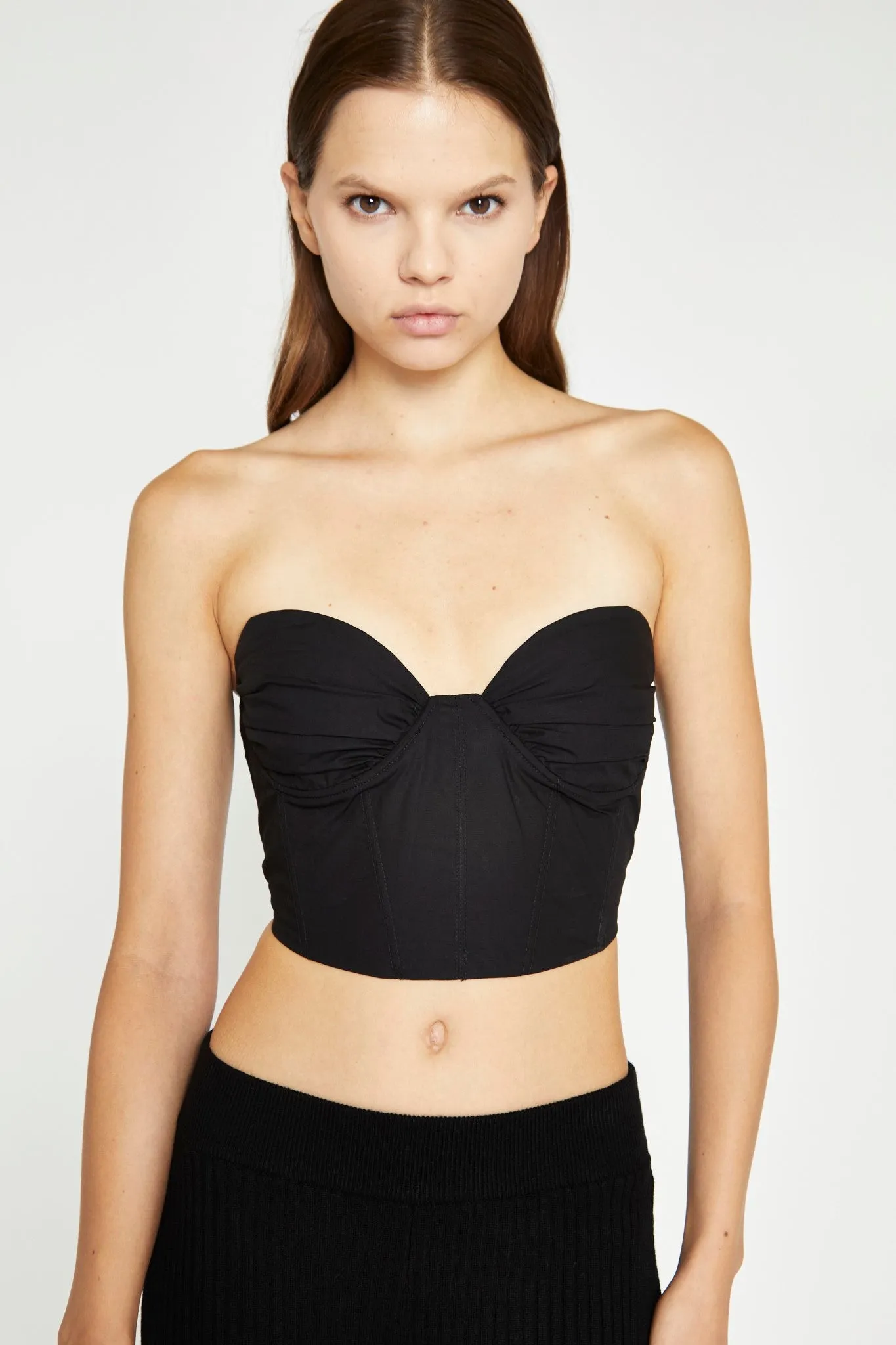 Black Strapless Corset Crop-Top