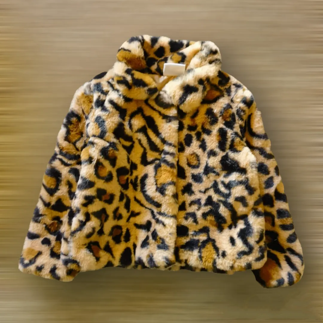 Blue Queen Leopard Faux Fur Jacket 12420