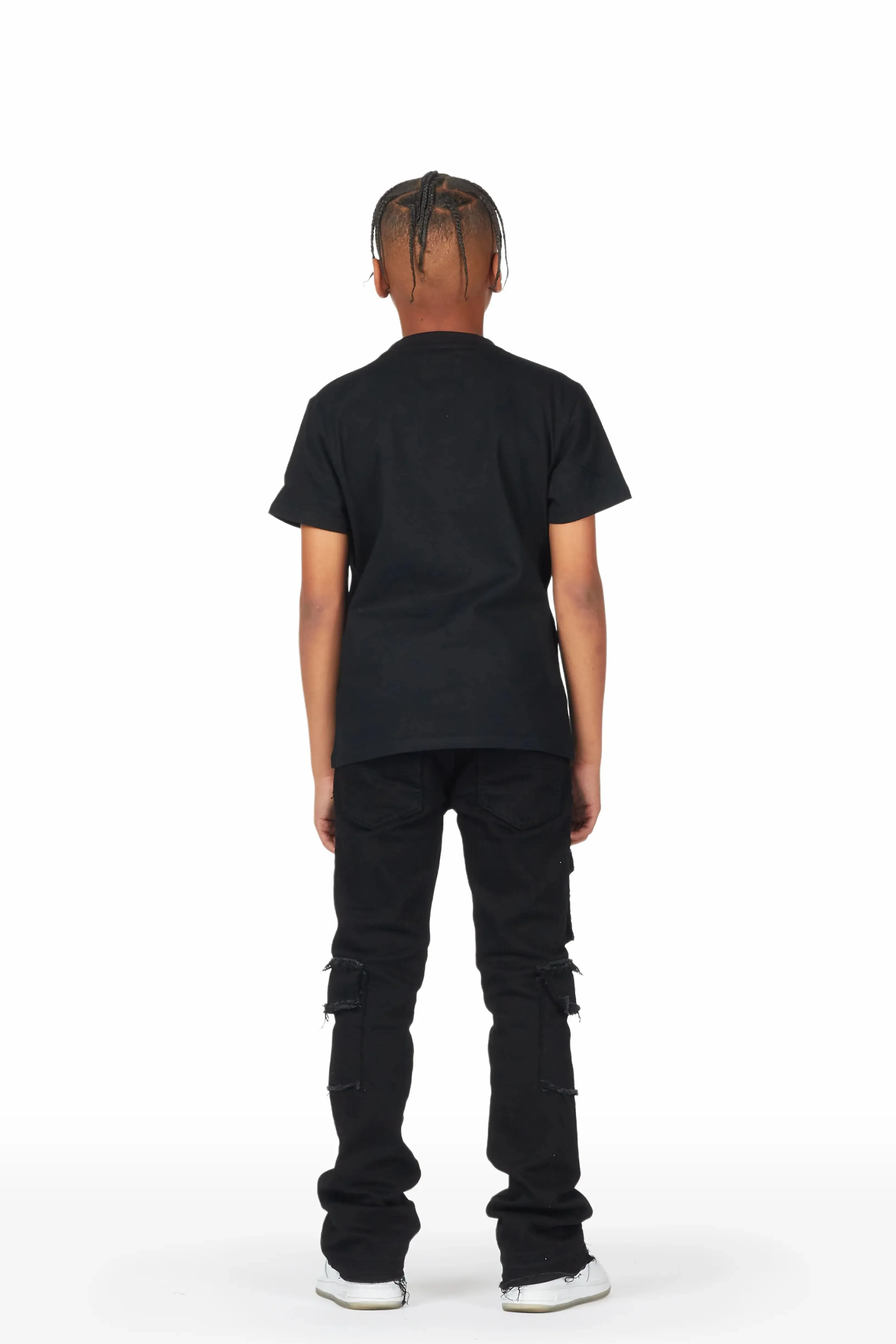 Boys Efrem Black T-Shirt/Stacked Flare Jean