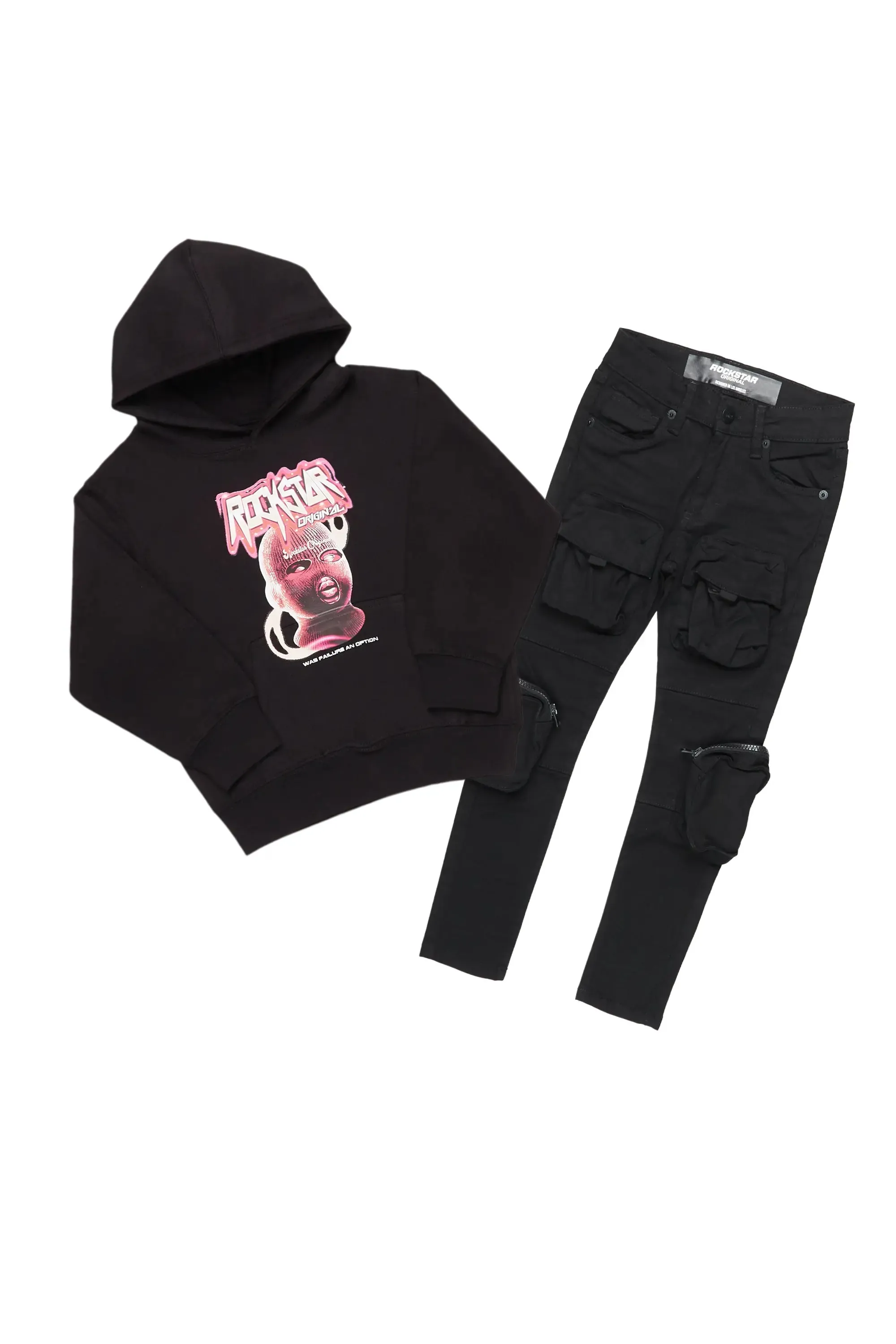 Boys Gangsta Black Hoodie/Jean Set