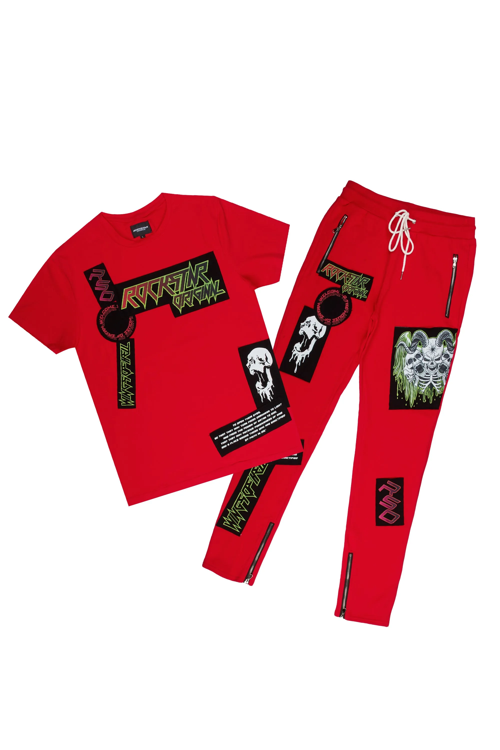 Boys Garland T-Shirt Trackset-Red