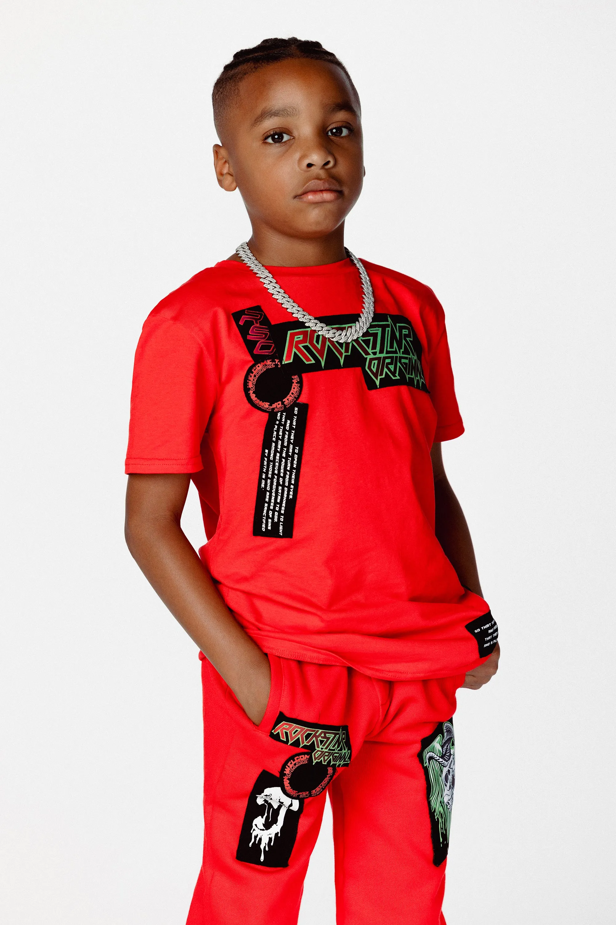 Boys Garland T-Shirt Trackset-Red