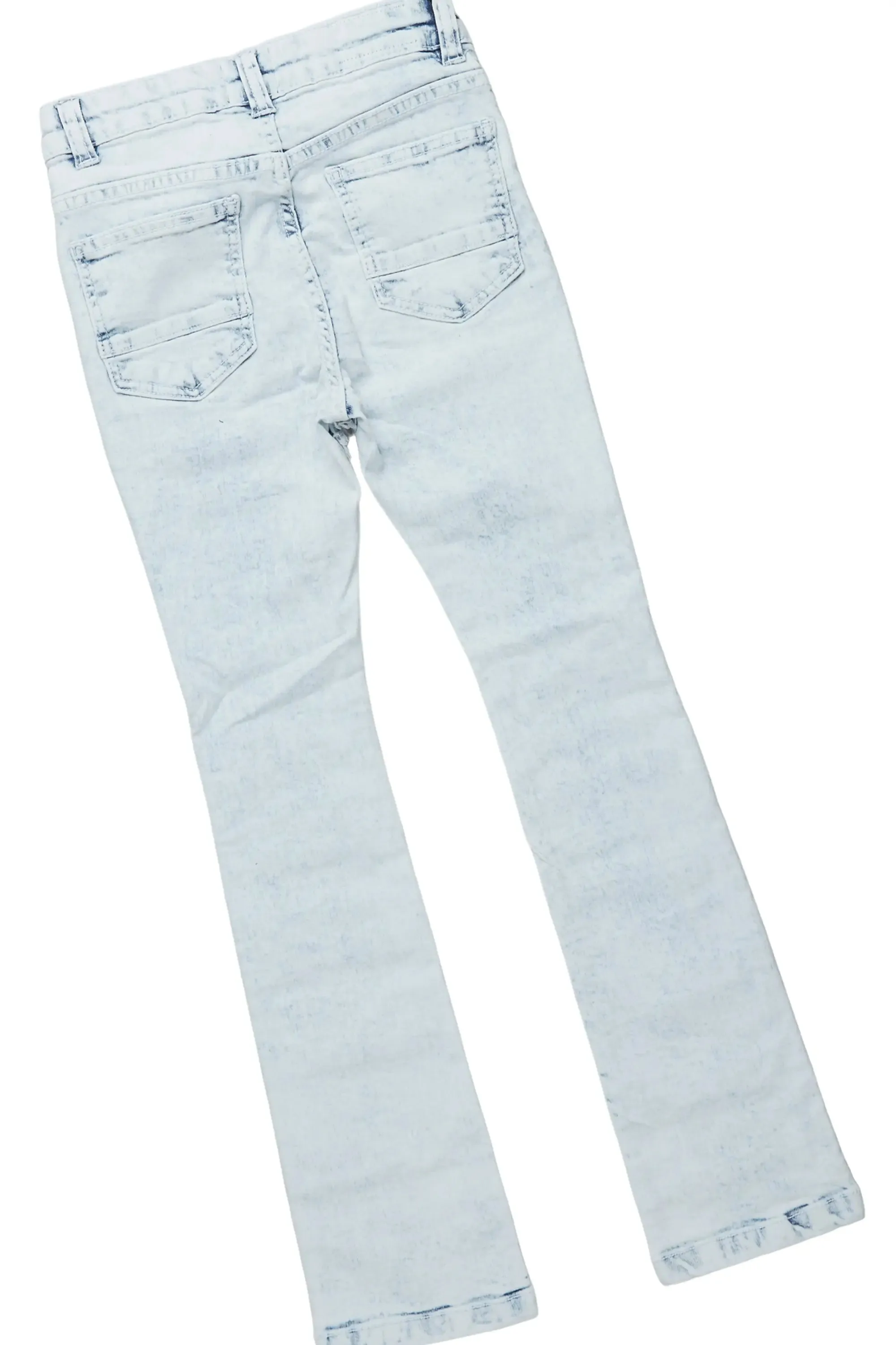 Boys Irfan White T-Shirt/Frayed Skinny Stacked Flare Jean Set