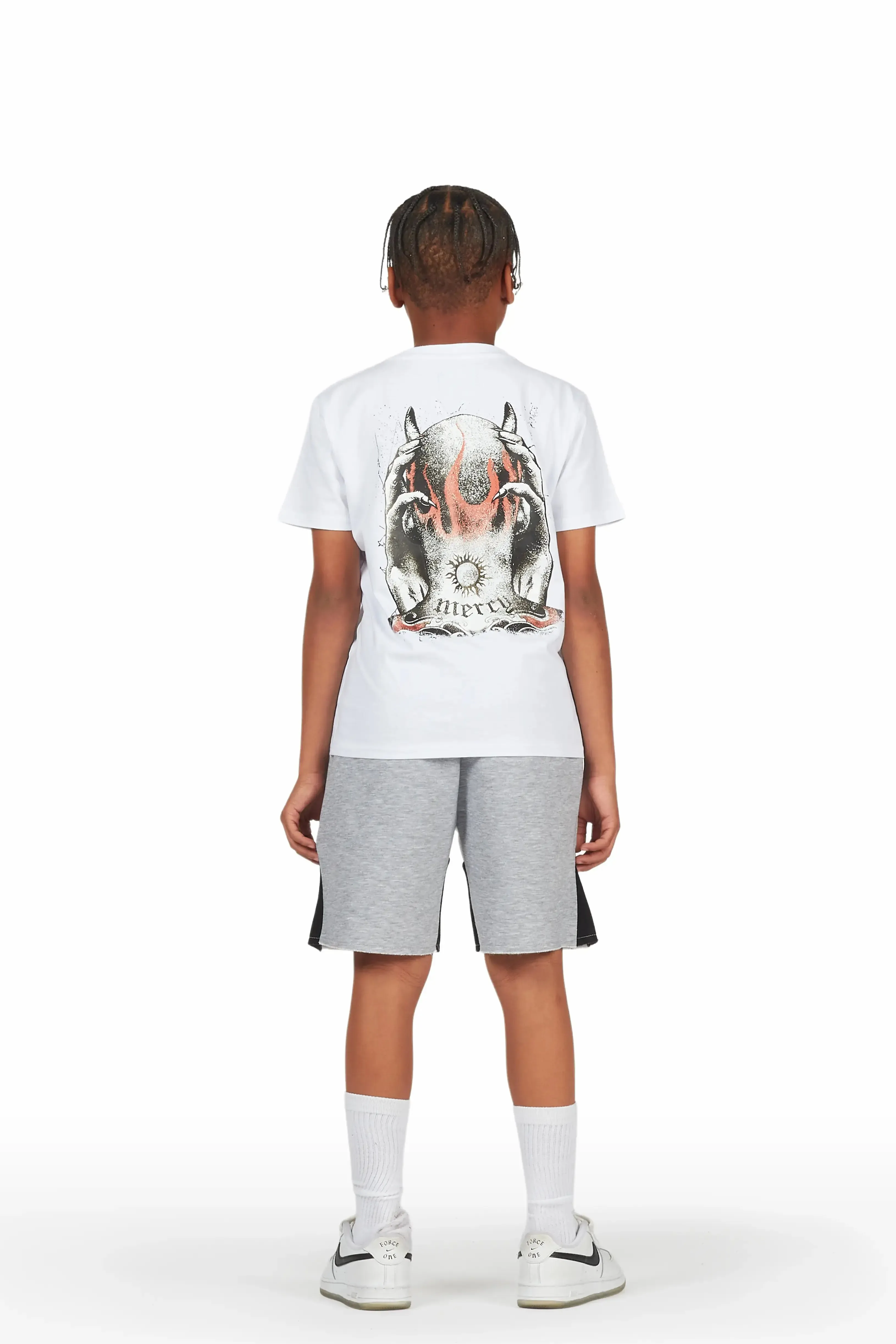 Boys Merci White/Grey T-Shirt Short Set