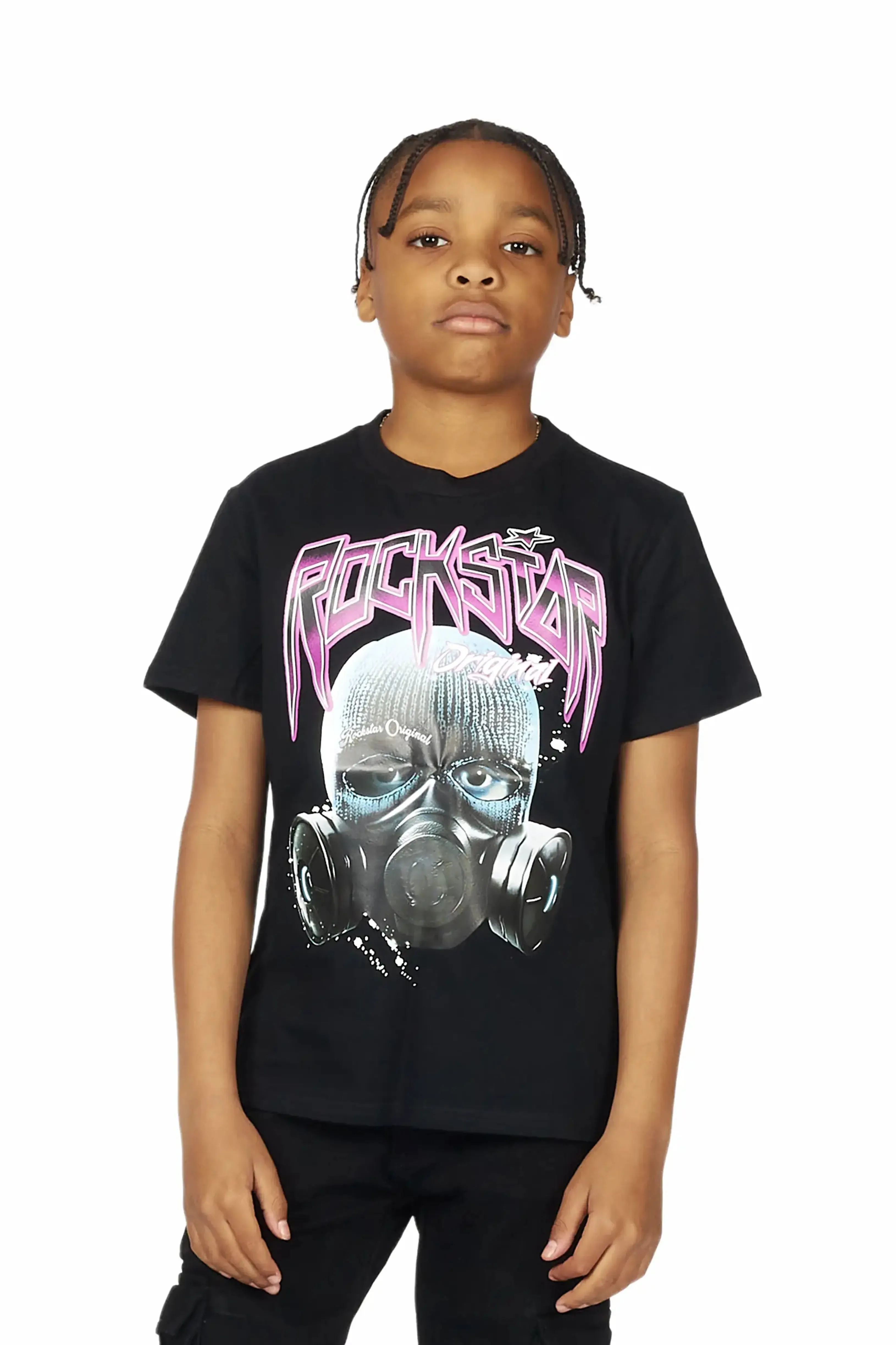 Boys Paco Black T-Shirt/Stacked Flare Cargo Jean